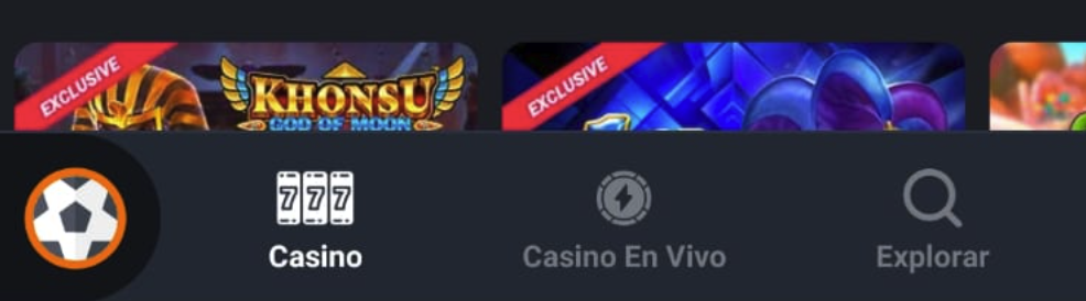 menu principal app de casino betano