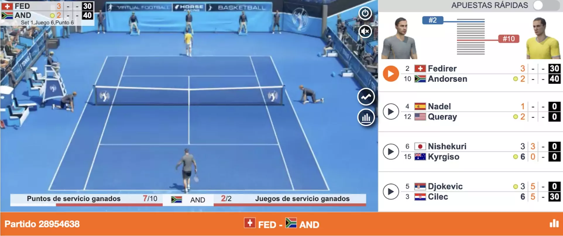 apuestas en deportes virtuales en Perú: tenis virtual