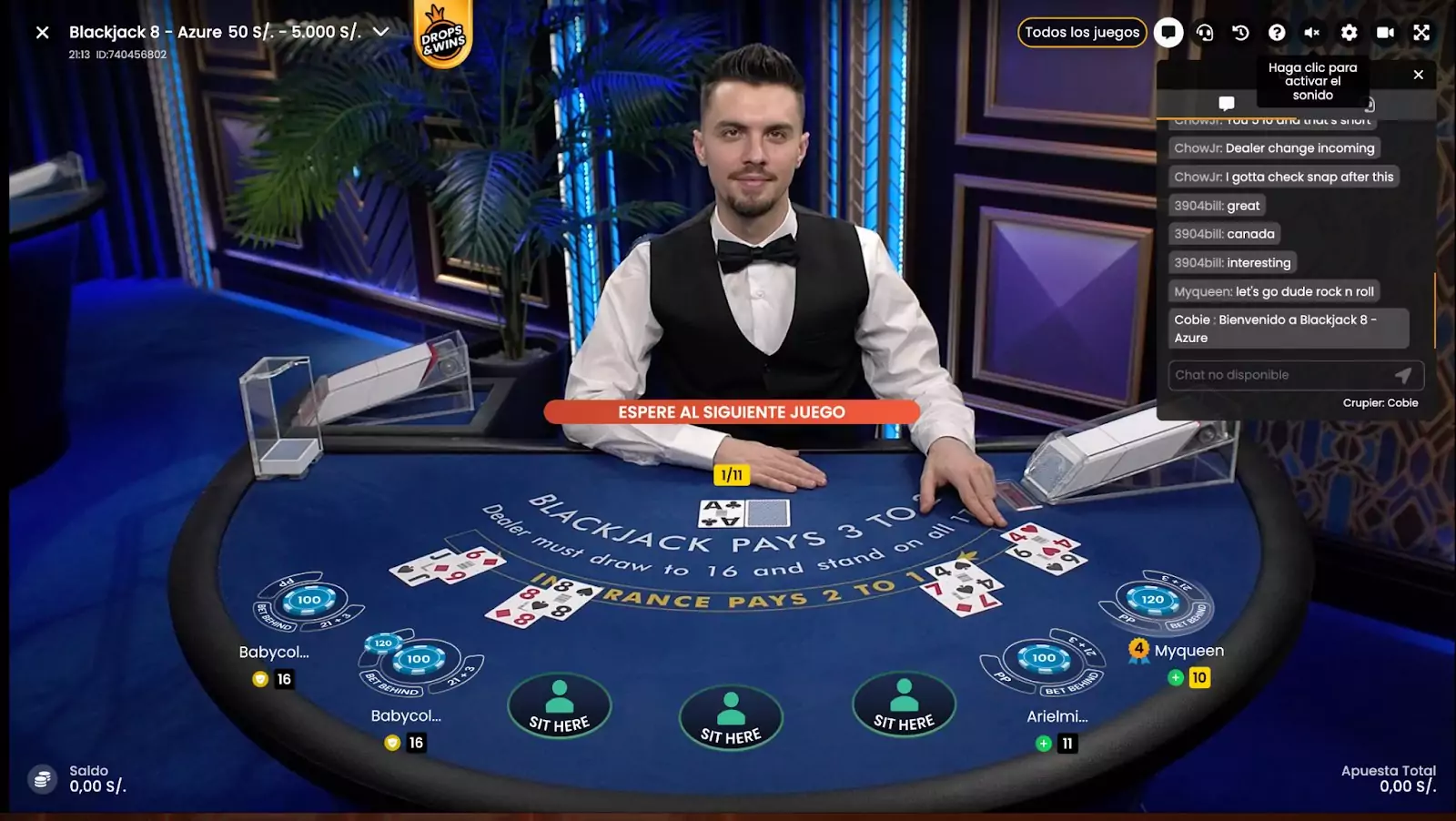 blackjack casino en vivo online