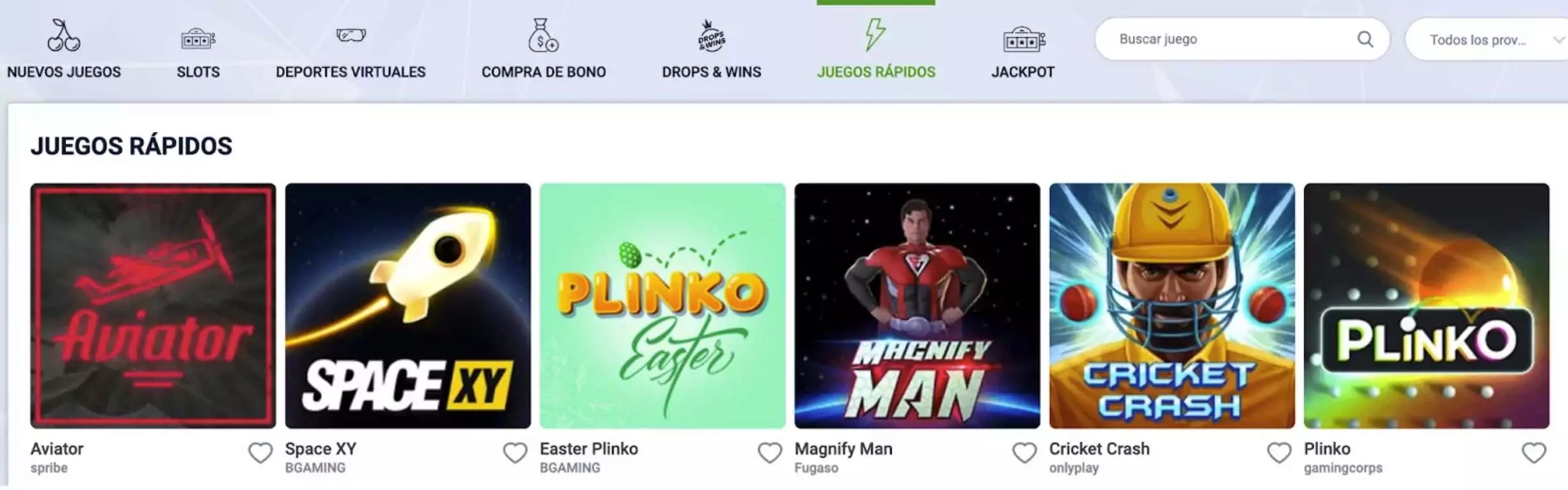 juegos rapidos en 20bet casino