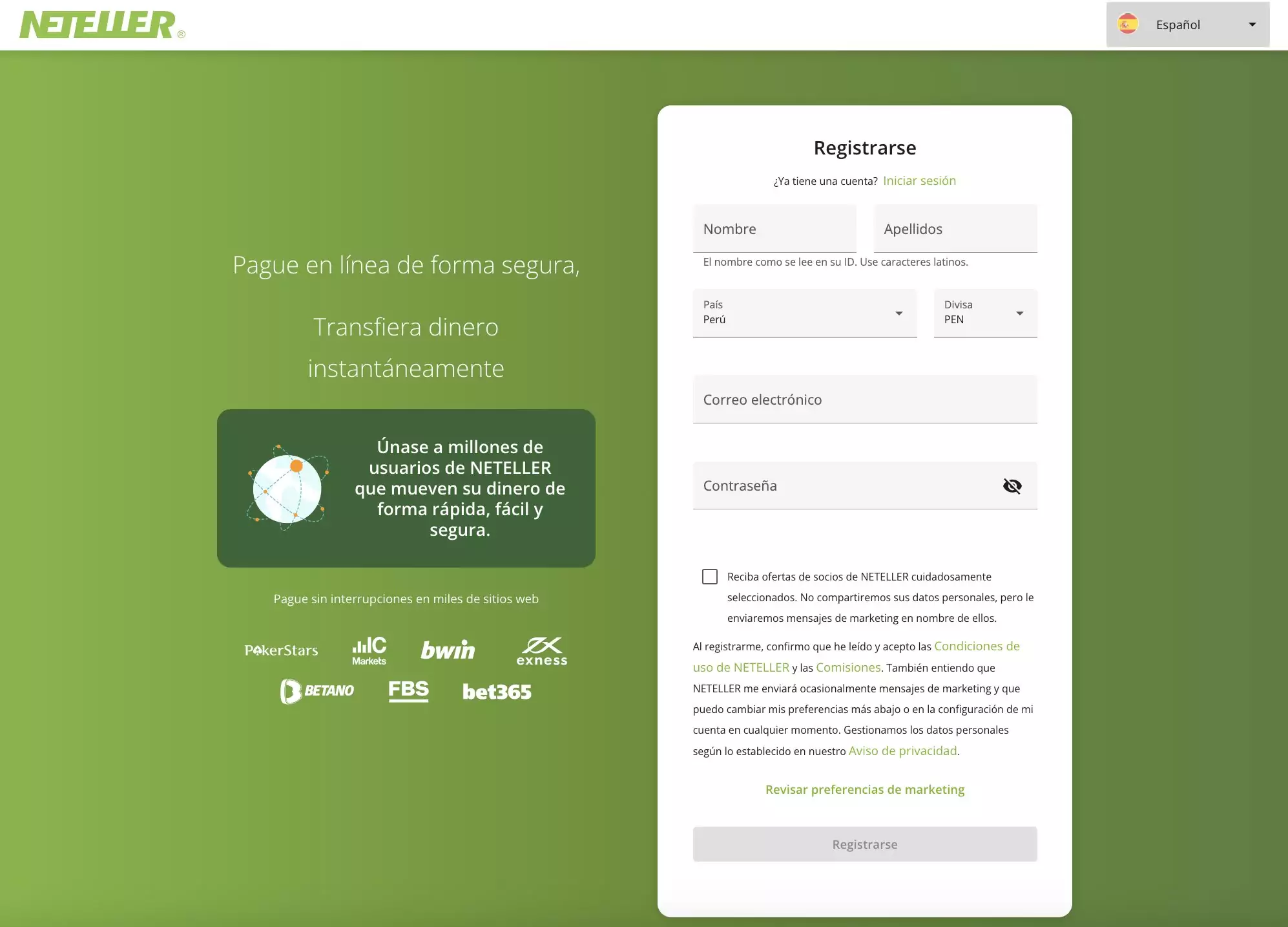 crear cuenta en neteller