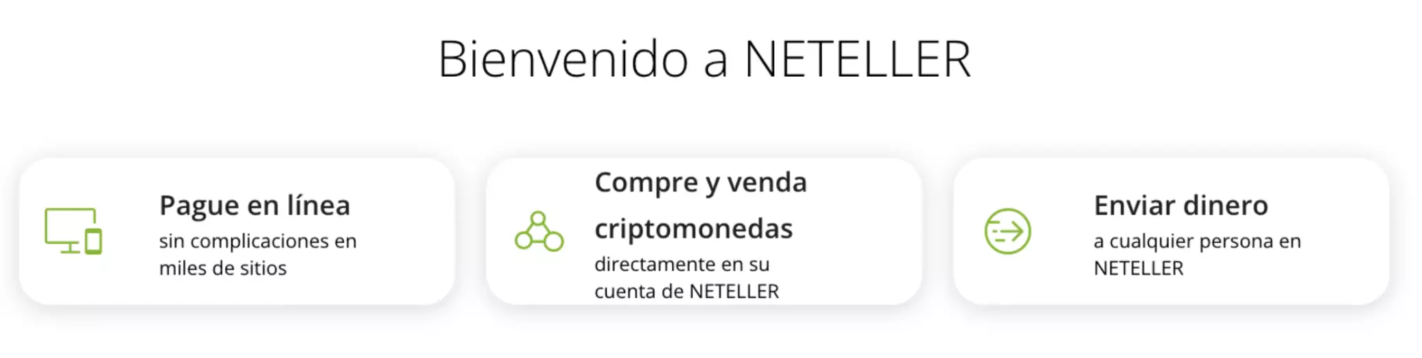 menu de opciones en neteller