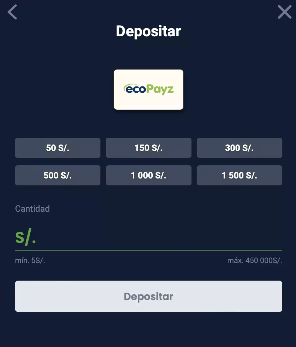 monto minimo de deposito en 20bet con ecopayz
