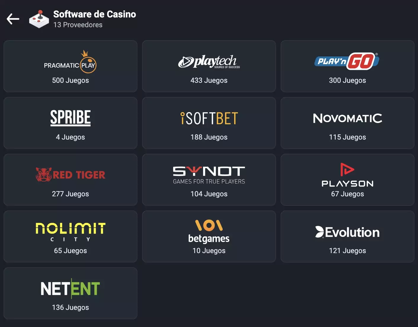 proveedores de juegos de casino en betano