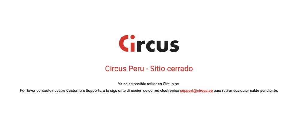 aviso de cierre de circus peru