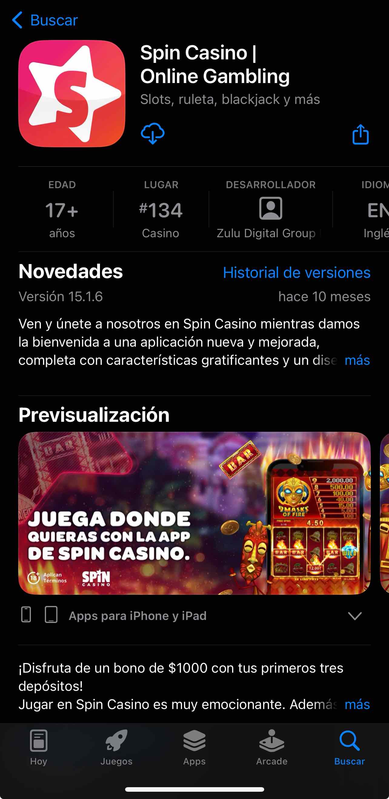 Spin Casino en AppStore