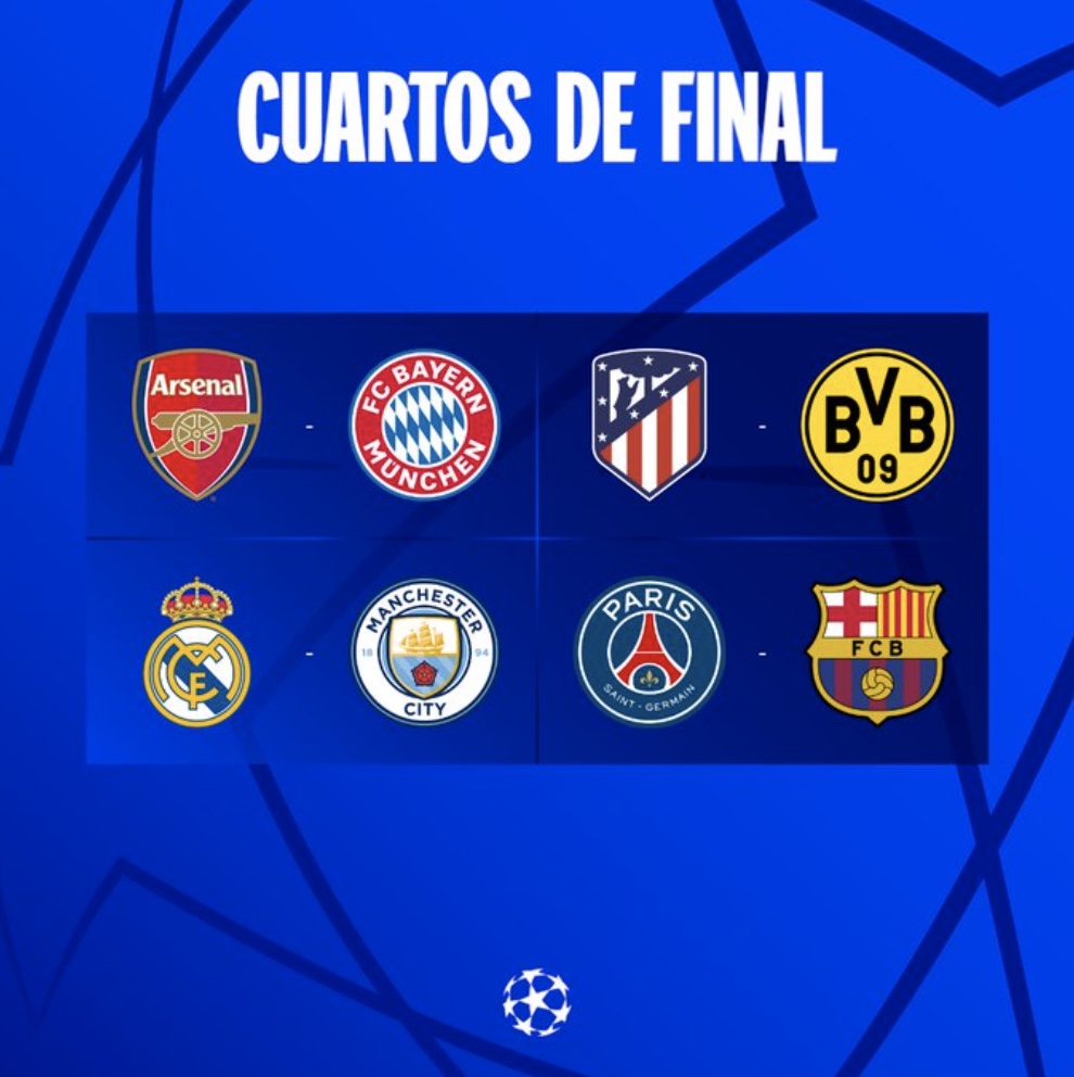 resultados sorteo cuartos de final champions league