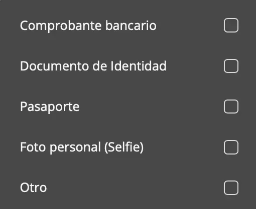 tipos de documentos para verificar cuenta en solbet