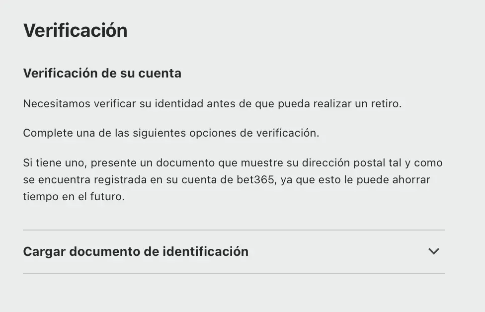 seccion verificacion de bet365