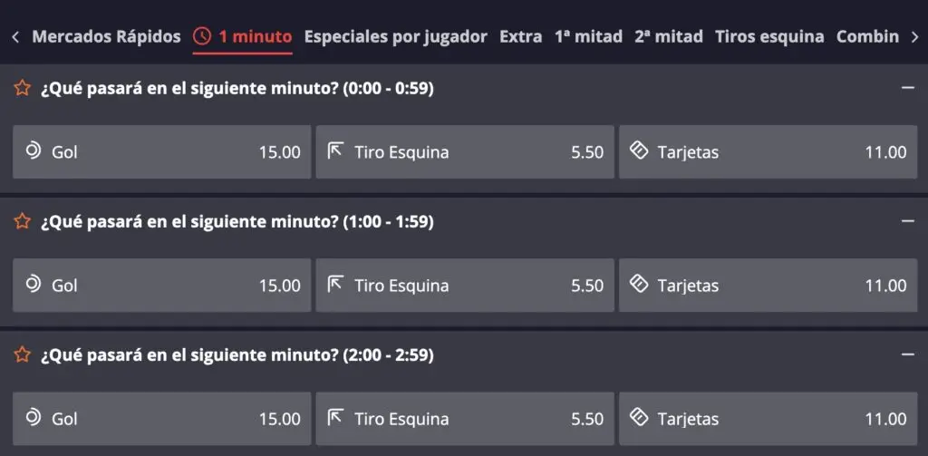 mercados de un minuto la polla del futbol