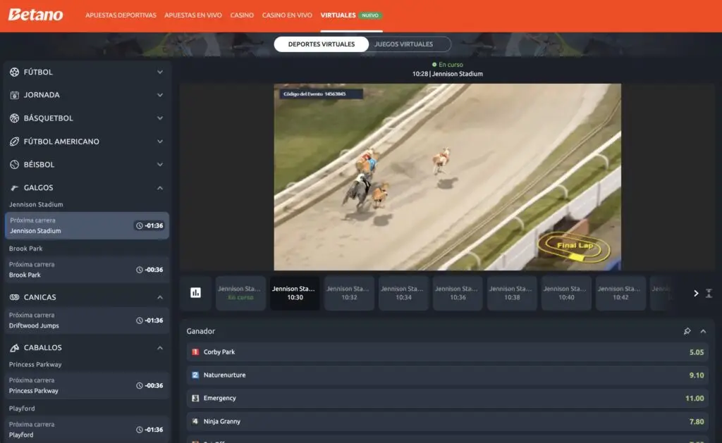 apuestas galgos virtual betano