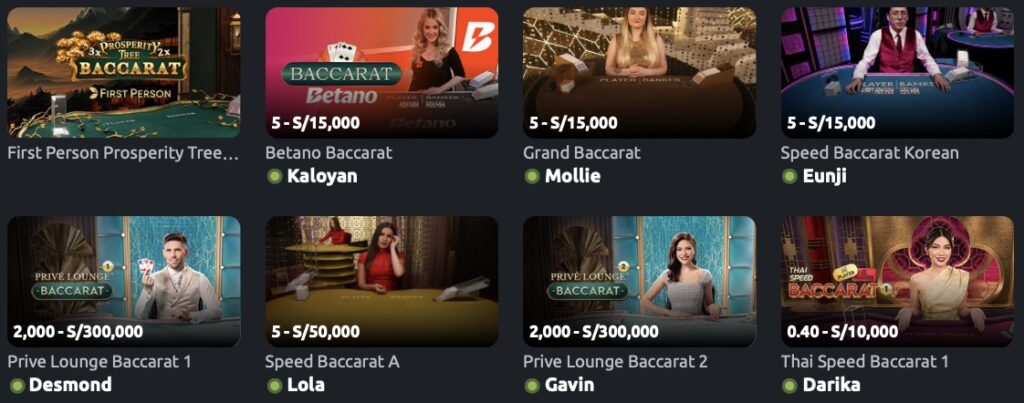 baccarat online en betano casino