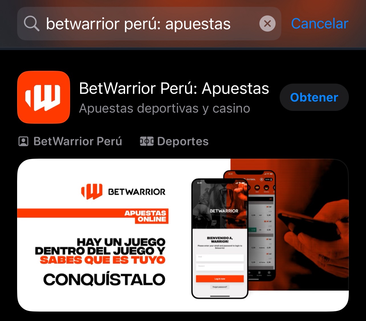 betwarrior descargar