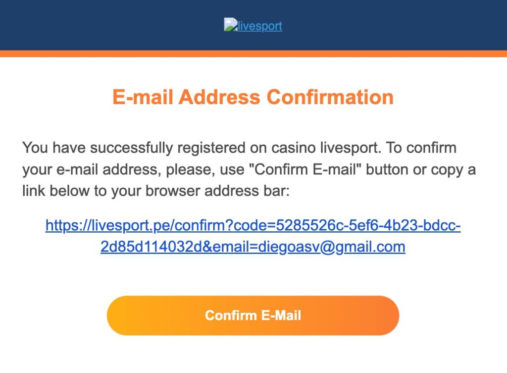 correo confirmacion de livesport