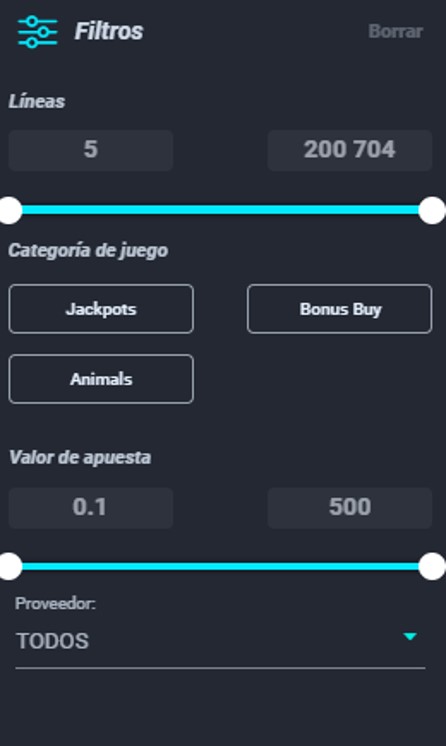 utilizando filtro de casino en palmsbet