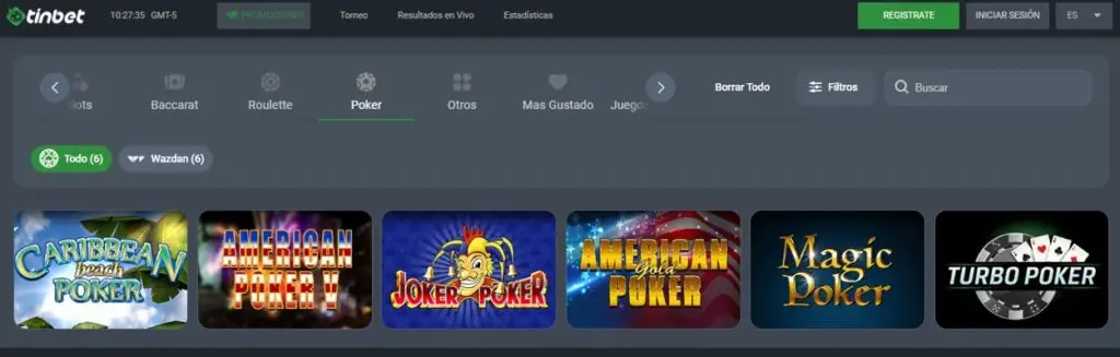 seccion de juegos de mesa en tinbet