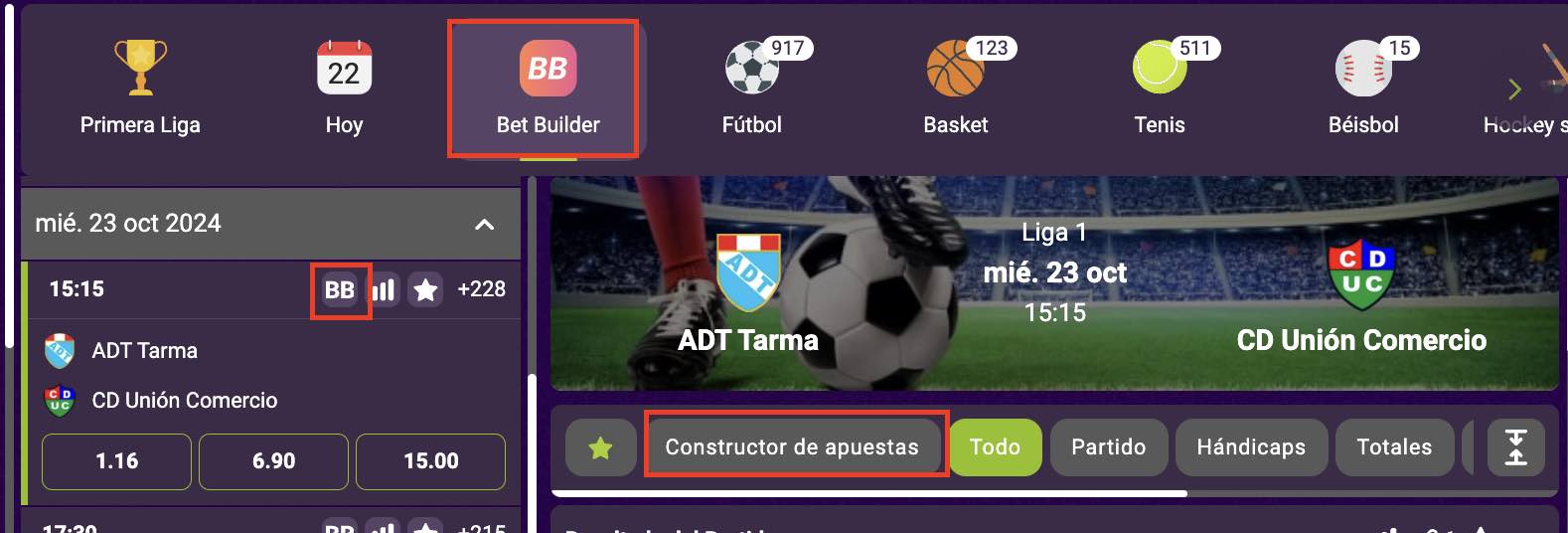 betbuilder en bonanza bet