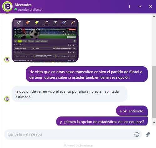 probando el chat de la web de bonanza bet