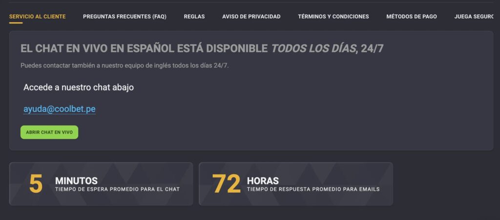 chat en vivo de coolbet peru