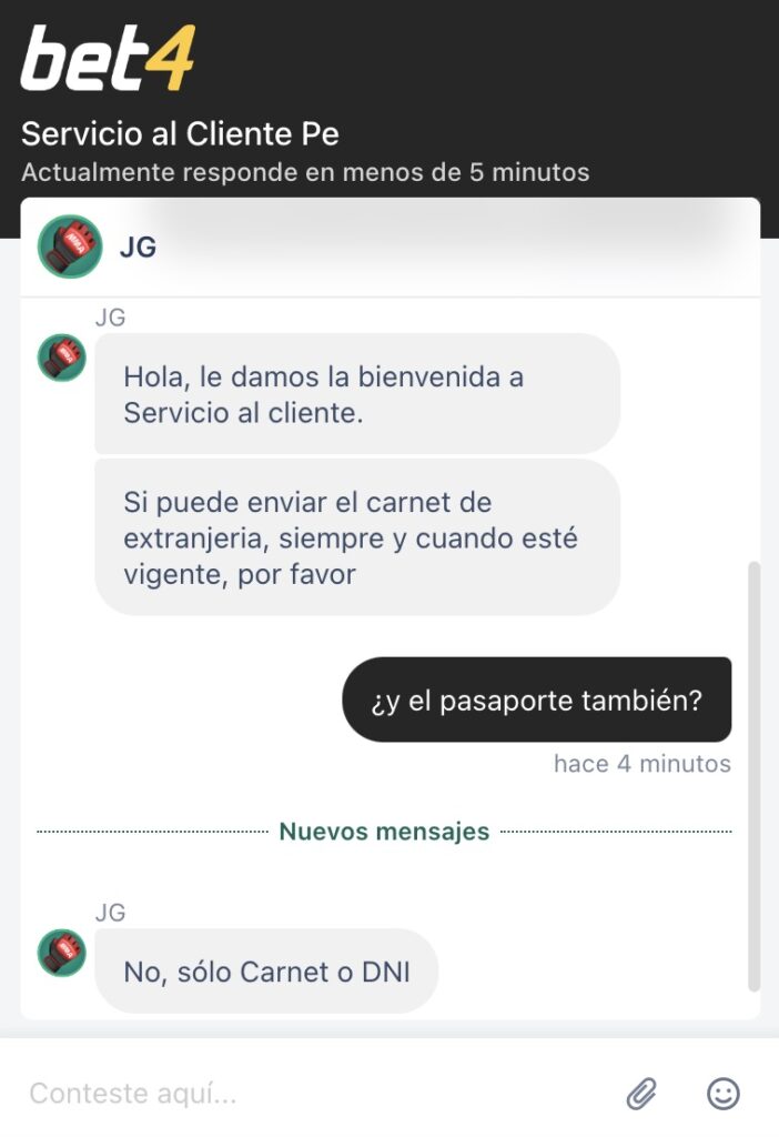 documentos permitidos en bet4