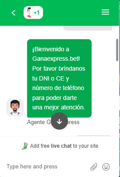 utilizando chat en vivo de gana express