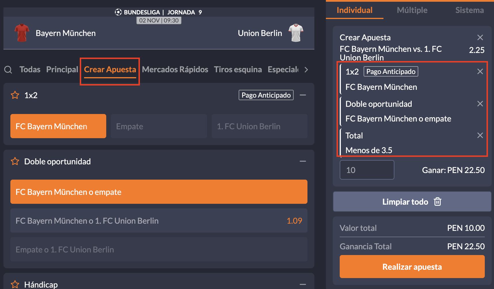 crear apuesta en juego en linea