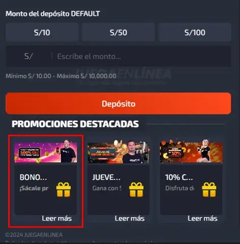 bono de bienvenida en juega en linea