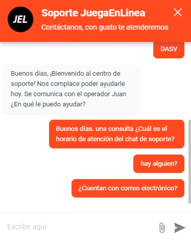 chat de soporte de juega en linea