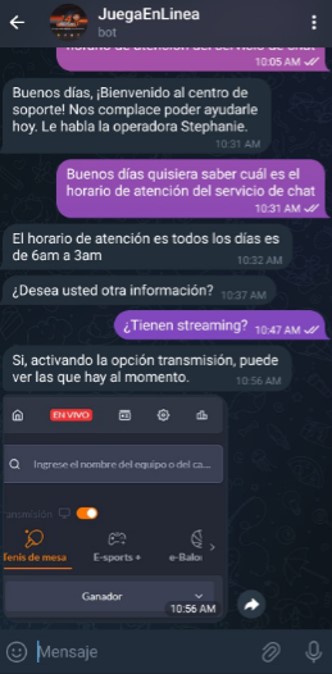 telegram de juega en linea