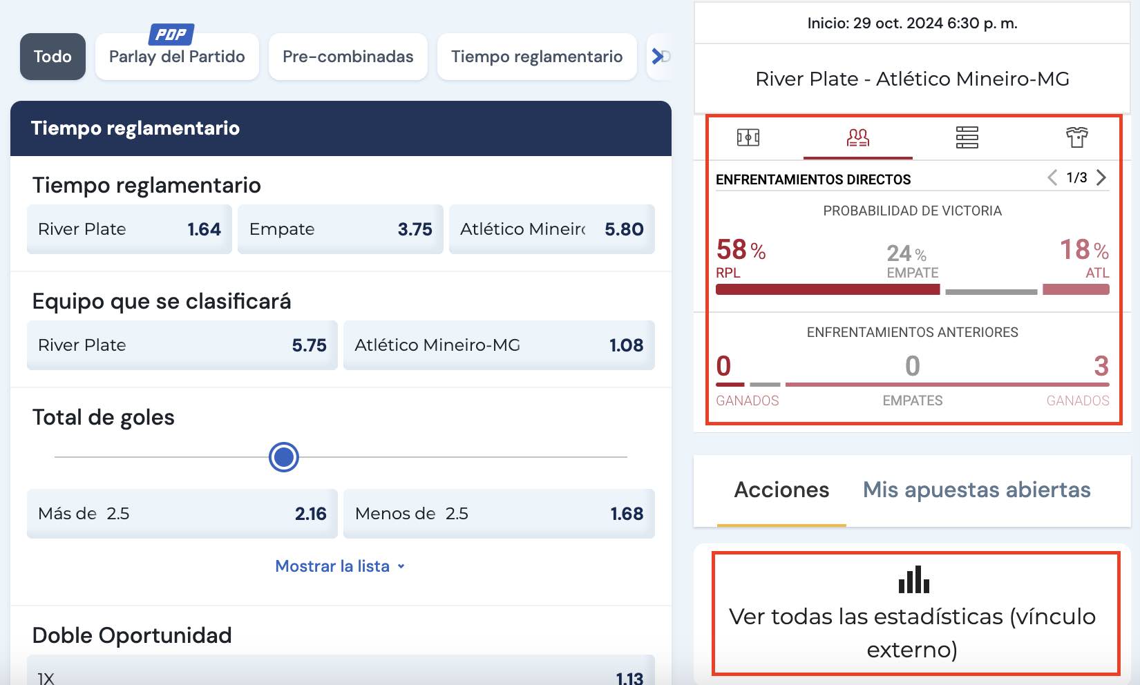 estadisticas deportivas en rushbet