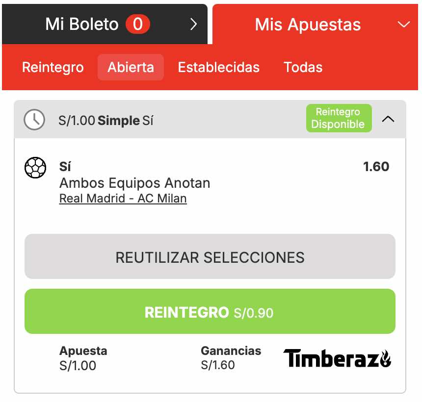 reintegro disponible en timberazo