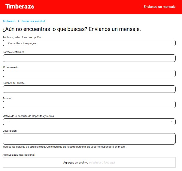 formulario de consulta de timberazo