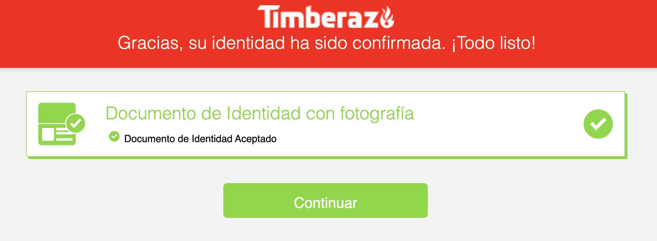 verificación realizada en timberazo