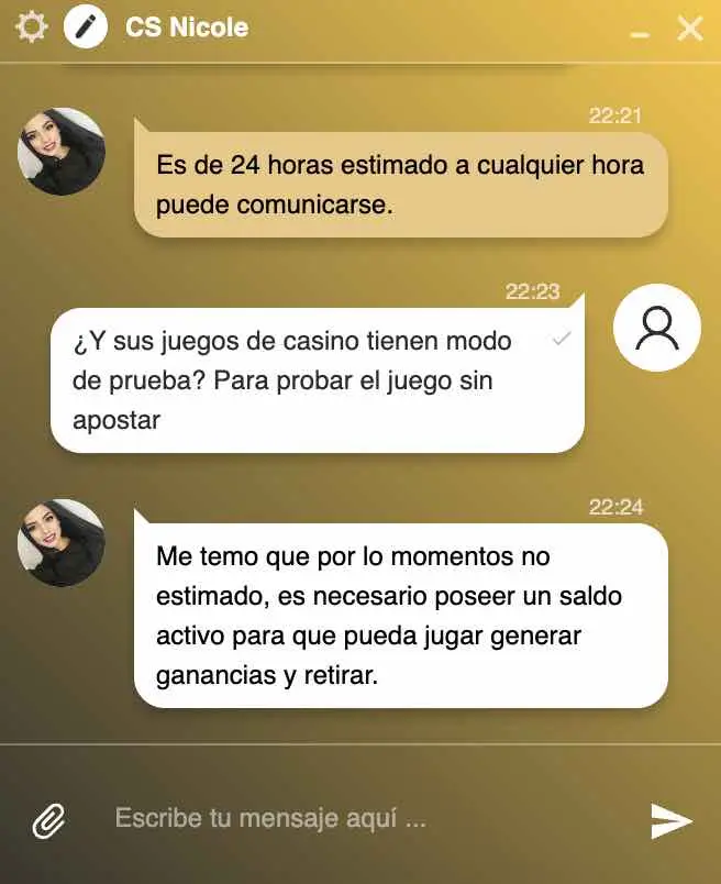 consultando si hay modo prueba en juegos de casino
