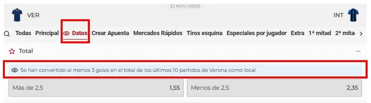 datos en mi casino