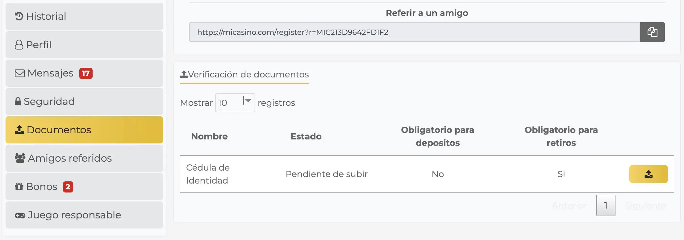 verificacion de cuenta en mi casino