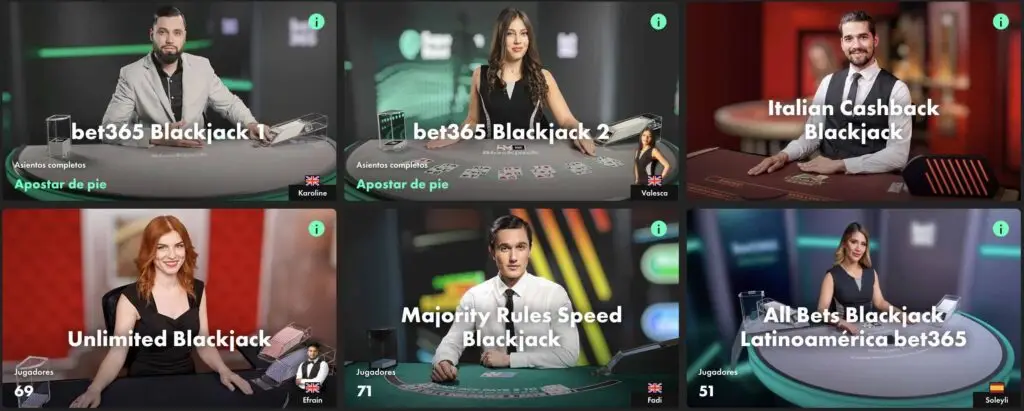 blackjack en bet365 casino