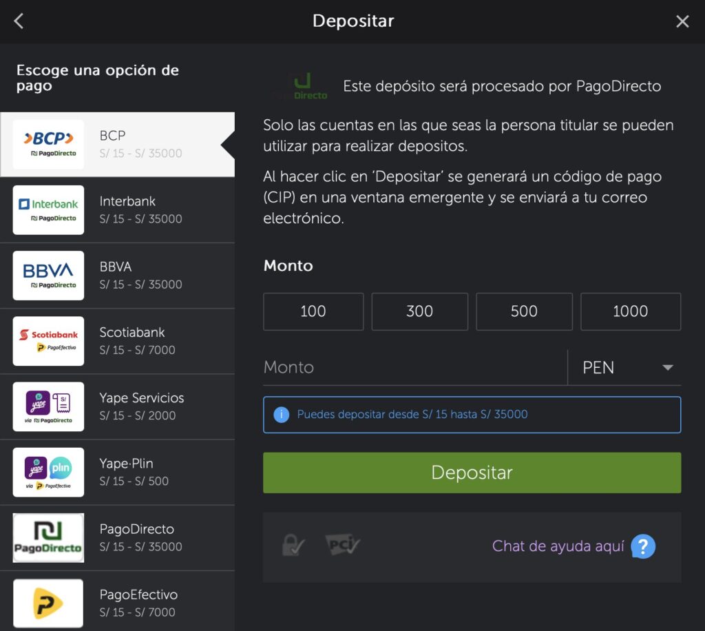 depositos con pago directo en betsafe