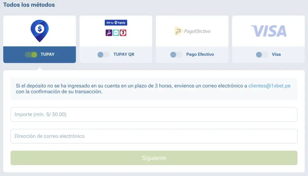 depositos con tupay en 1xbet