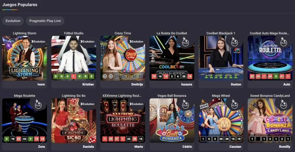 juegos populares casino en vivo coolbet