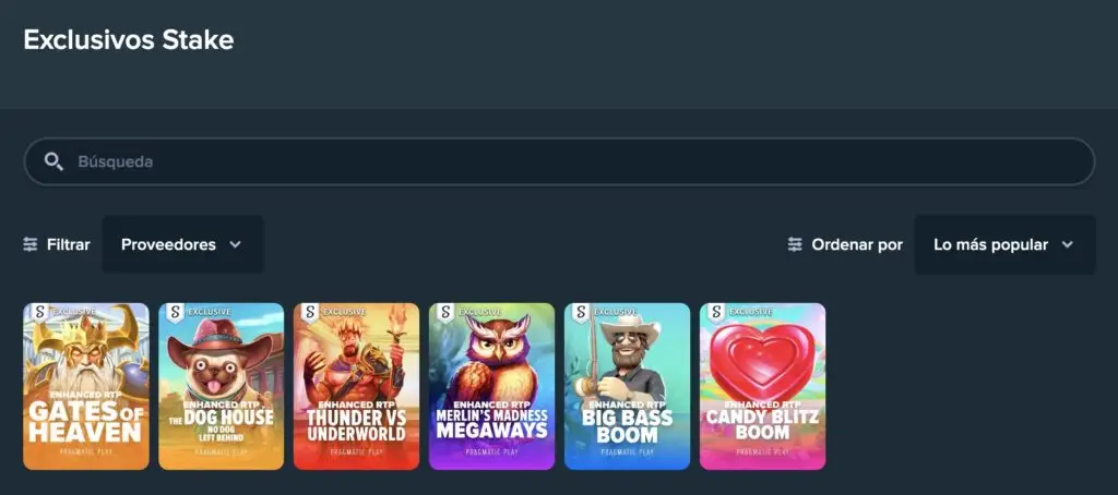 juegos exclusivos stake casino