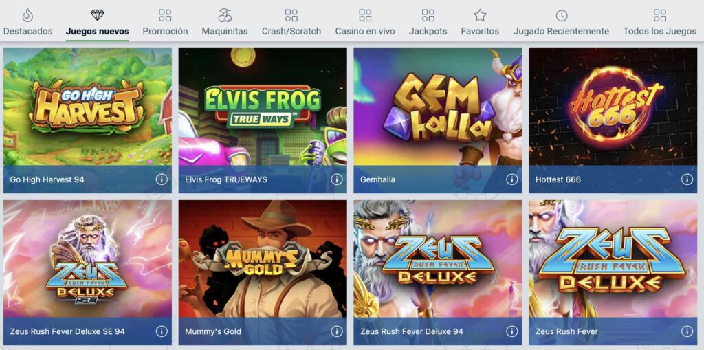 juegos nuevos en betcris casino