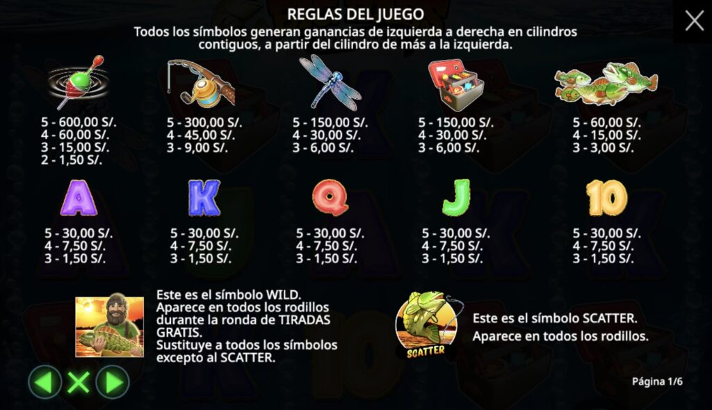 reglas y simbolos en big bass bonanza